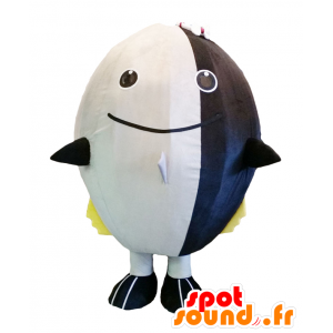 Maguemon mascotte, pesce bianco, rotondo e carino nero - MASFR27898 - Yuru-Chara mascotte giapponese