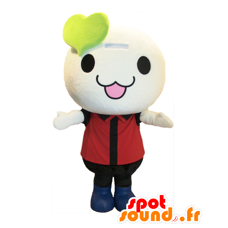Mascota de Zippy, el hombre blanco con un corazón verde grande - MASFR27899 - Yuru-Chara mascotas japonesas