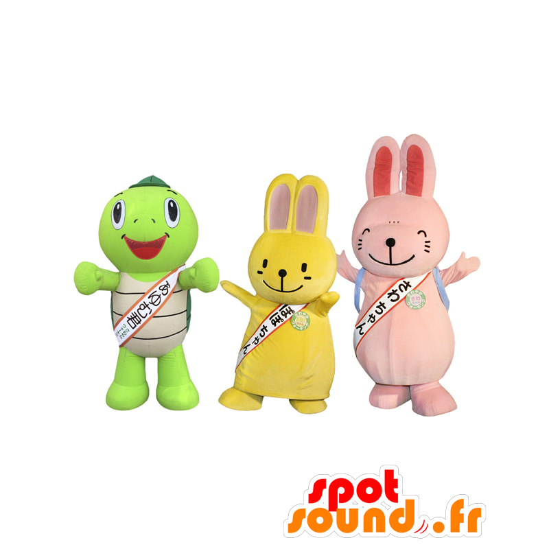 Mascots Ayumu-kun, Sawa-chan-chan and Popo, 3 animals - MASFR27900 - Yuru-Chara Japanese mascots