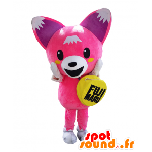 Mascot Fujimaru-kun, roze en witte hond, originele en leuke - MASFR27902 - Yuru-Chara Japanse Mascottes