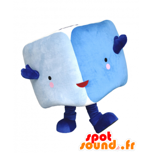 Mascotte de Cubun, cube bleu, bicolore, géant - MASFR27903 - Mascottes Yuru-Chara Japonaises