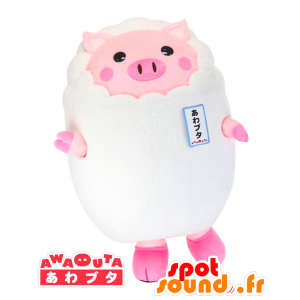 Awabuta maskot, lyserød gris i en hvid sky - Spotsound maskot