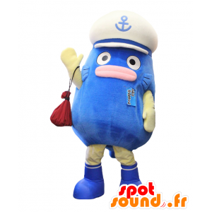 Mascot Iwashi Kincya-kun, blauwe vis, geel en roze - MASFR27909 - Yuru-Chara Japanse Mascottes