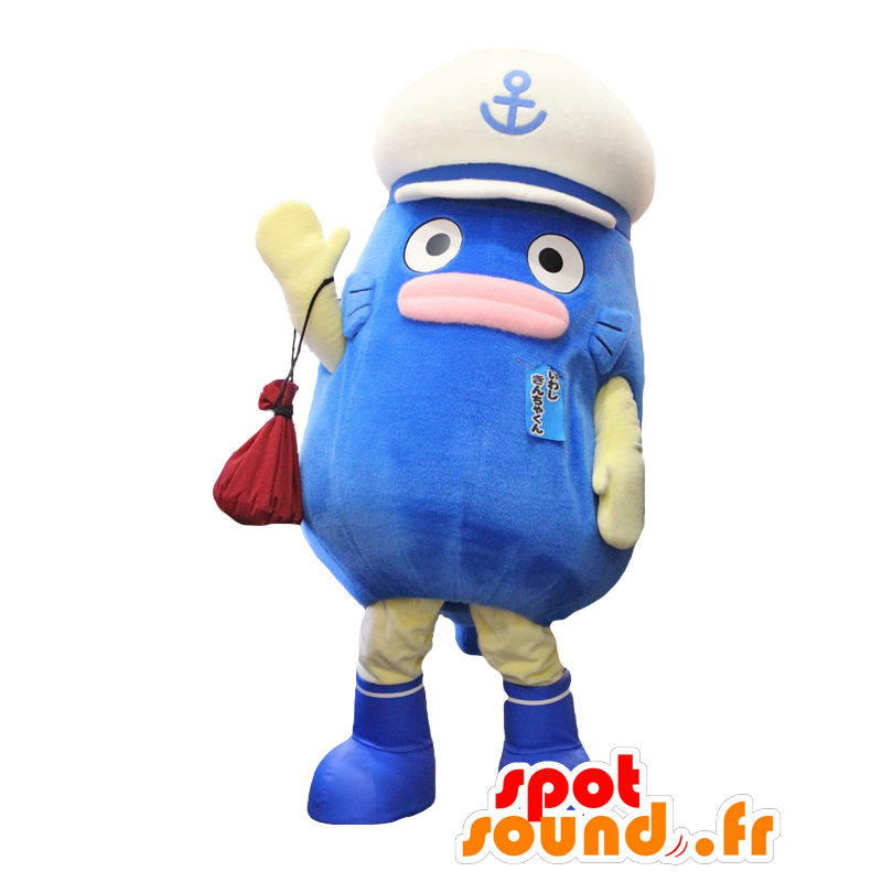 Mascot Iwashi Kincya-kun, blue fish, yellow and pink - MASFR27909 - Yuru-Chara Japanese mascots