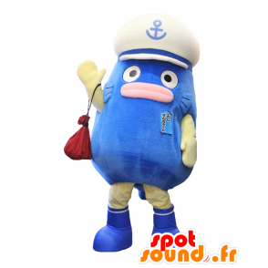 Iwashi Kincya-kun maskot, blå, gul och rosa fisk - Spotsound
