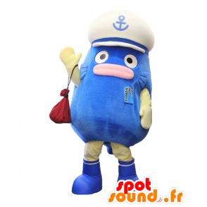 Mascot iwashi Kincya-kun, blå fisk, gul og rosa - MASFR27909 - Yuru-Chara japanske Mascots