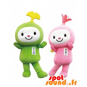 Mascotas Wakotchi y Satsuki-chan, caps verde y rosa - MASFR27914 - Yuru-Chara mascotas japonesas