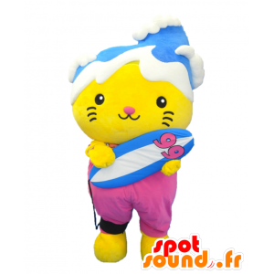 Mascot Kukurin surfer kat met een golf op het hoofd - MASFR27917 - Yuru-Chara Japanse Mascottes