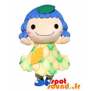 Mascotte de Oh Chappy, fillette avec une robe de feuilles - MASFR27919 - Mascottes Yuru-Chara Japonaises