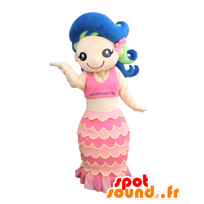 Marin maskot, pen rosa havfrue med blått hår - MASFR27922 - Yuru-Chara japanske Mascots
