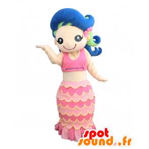 Marin mascotte, mooie roze zeemeermin met blauw haar - MASFR27922 - Yuru-Chara Japanse Mascottes