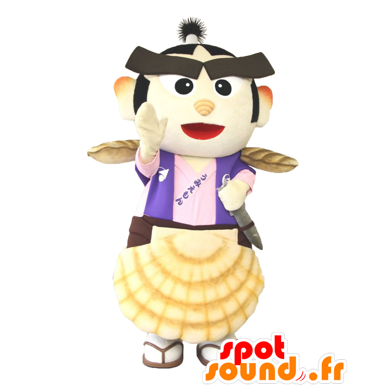 Mascotte de Umiemon kun, homme asiatique avec des crustacés - MASFR27923 - Mascottes Yuru-Chara Japonaises