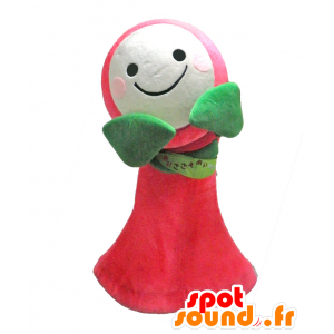 Mascot Tsuzuki-chan, roze bloem, groen en wit - MASFR27928 - Yuru-Chara Japanse Mascottes