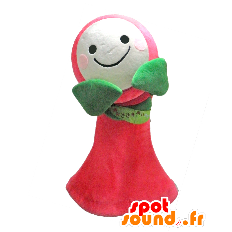 Mascot Tsuzuki-chan, roze bloem, groen en wit - MASFR27928 - Yuru-Chara Japanse Mascottes