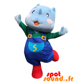 MascotHead Saikun blauen Overalls mit rhino - MASFR27936 - Yuru-Chara japanischen Maskottchen