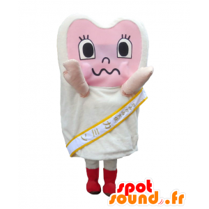 Maskot Kamikami, bílé zuby a obří růžový - MASFR27937 - Yuru-Chara japonské Maskoti