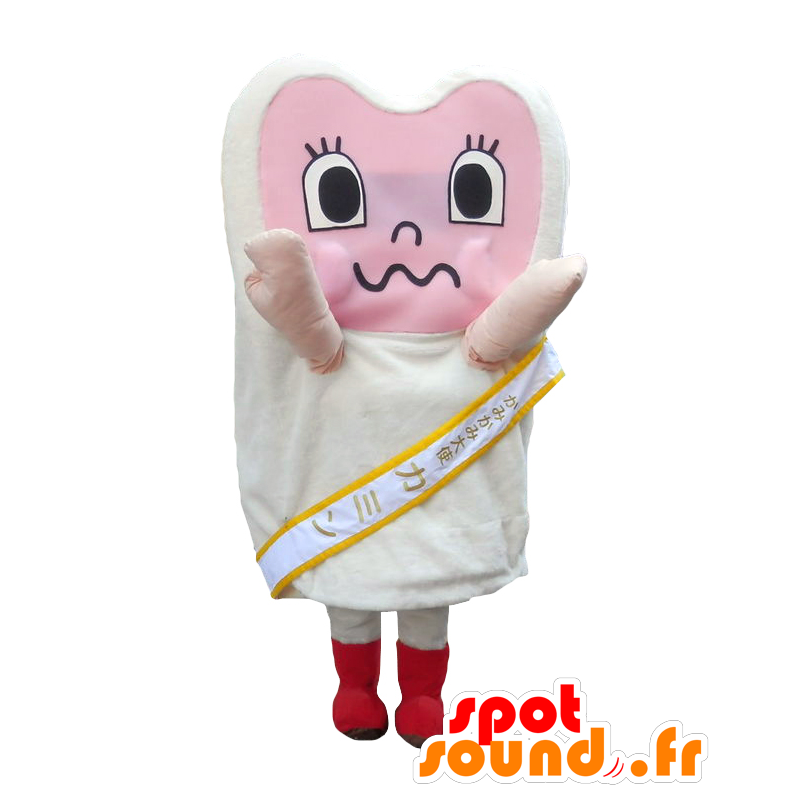 Μασκότ Kamikami, λευκά δόντια και γιγαντιαία ροζ - MASFR27937 - Yuru-Χαρά ιαπωνική Μασκότ