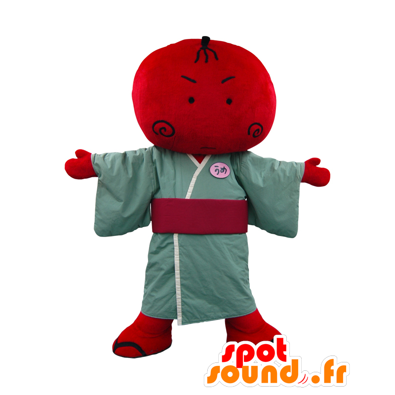 Mascotte de Umesaburo, bonhomme rouge habillé d'un kimono - MASFR27939 - Mascottes Yuru-Chara Japonaises