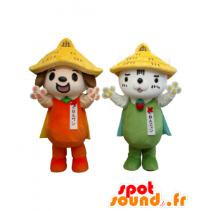 Maskoter Kunen KUN og Kunen Nyan, en hund og en katt - MASFR27941 - Yuru-Chara japanske Mascots