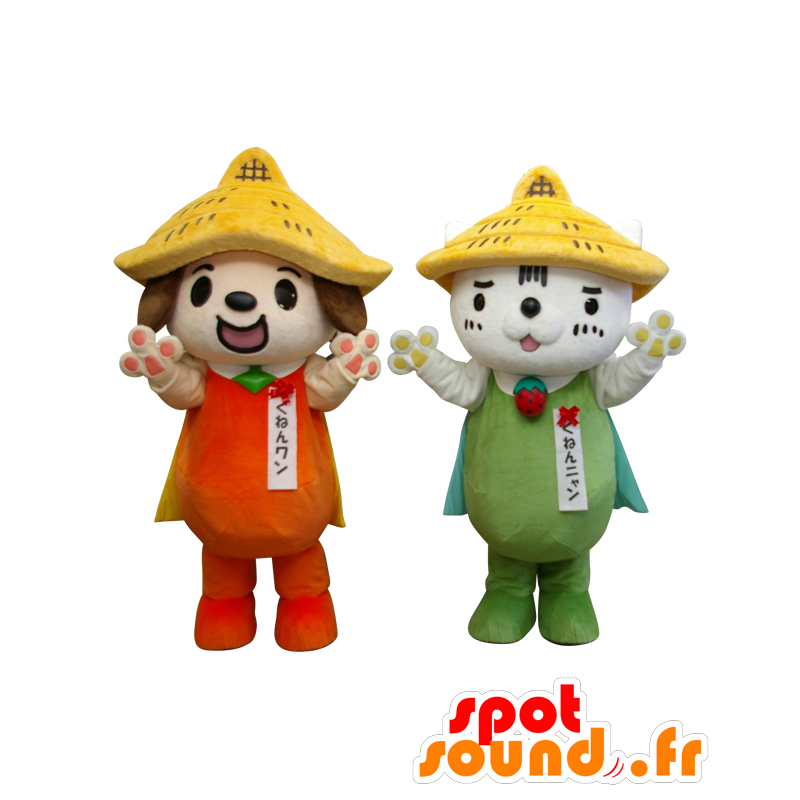 Maskoter Kunen KUN og Kunen Nyan, en hund og en katt - MASFR27941 - Yuru-Chara japanske Mascots