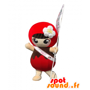 Mascotte de Umerin, fillette ronde habillée en rouge - MASFR27942 - Mascottes Yuru-Chara Japonaises
