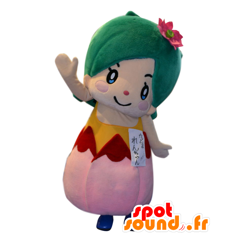 Lotus-chan mascot, girl in a pink lotus flower - MASFR27943 - Yuru-Chara Japanese mascots