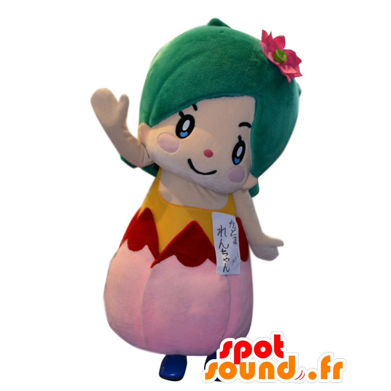 Mascot Lotus-chan jente i en rosa lotusblomst - MASFR27943 - Yuru-Chara japanske Mascots