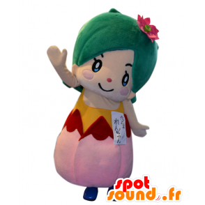 Mascotte van Lotus-chan meisje in een roze lotus bloem - MASFR27943 - Yuru-Chara Japanse Mascottes