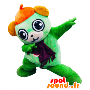 Mascota Osaki, verde oso de peluche con un sombrero naranja - MASFR27944 - Yuru-Chara mascotas japonesas