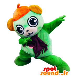 Mascotte de Osaki, nounours vert avec un chapeau orange - MASFR27944 - Mascottes Yuru-Chara Japonaises