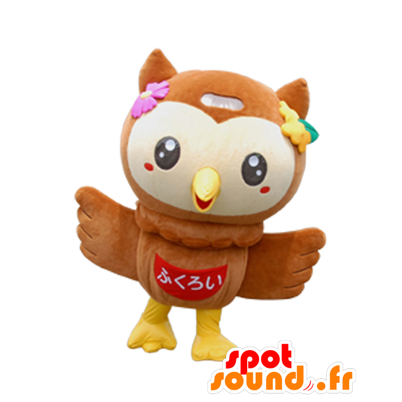 Mascot Fuppi brązowy sowa beżowo żółte bardzo udane - MASFR27945 - Yuru-Chara japońskie Maskotki