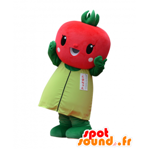 Tomapin maskot, rød og grøn tomat, kæmpe - Spotsound maskot