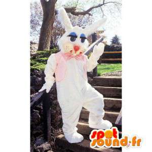 Costume de lapin blanc, simple et poilu - MASFR007137 - Mascotte de lapins