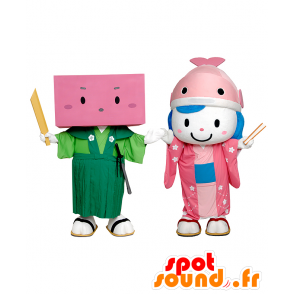 Maskotki Yokan MigiEmon i Koihime, różowe maskotki - MASFR27955 - Yuru-Chara japońskie Maskotki