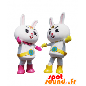 Mascottes en Raitokun Bitochan, 2 reusachtige konijnen futuristische - MASFR27957 - Yuru-Chara Japanse Mascottes