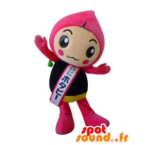 Hotapi mascotte, rosa e fiore nero, carino e colorato - MASFR27958 - Yuru-Chara mascotte giapponese