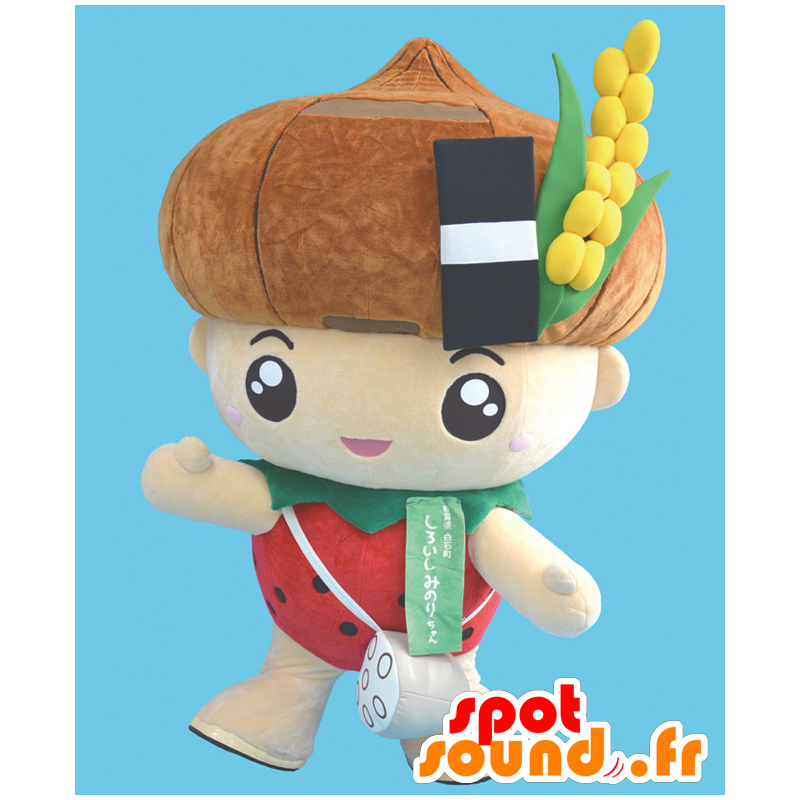 Shiroishi chan Maskottchen, ein Charakter mit Obst und Gemüse - MASFR27973 - Yuru-Chara japanischen Maskottchen