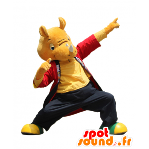 Sakasai kun maskot, orange næsehorn i farverigt tøj - Spotsound