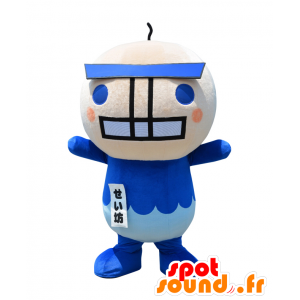 Mascot Seiko KUN, sininen ja beige merkki - MASFR27979 - Mascottes Yuru-Chara Japonaises