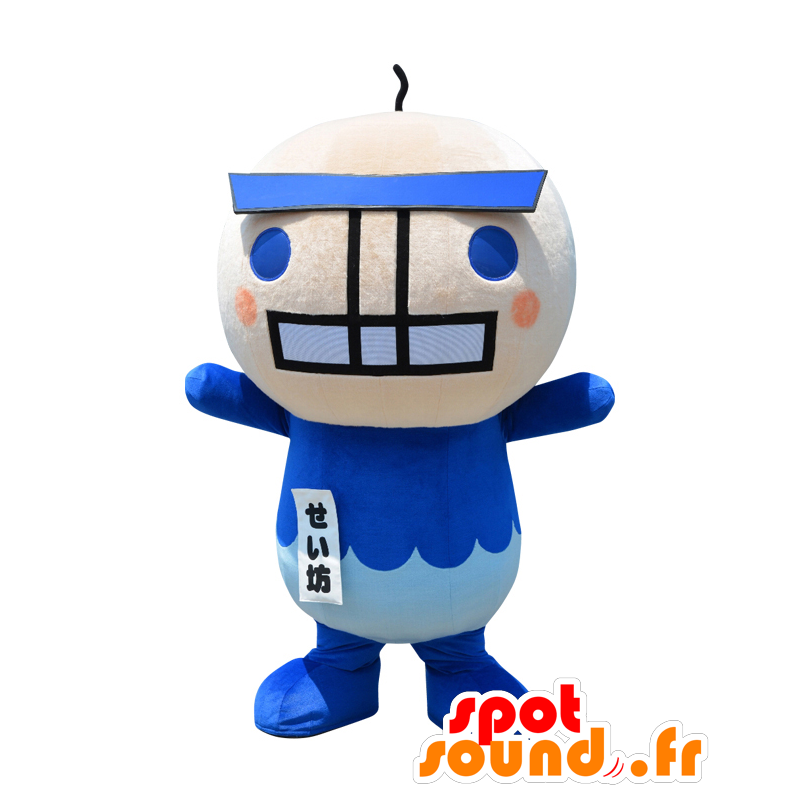Mascot Seiko KUN, sininen ja beige merkki - MASFR27979 - Mascottes Yuru-Chara Japonaises