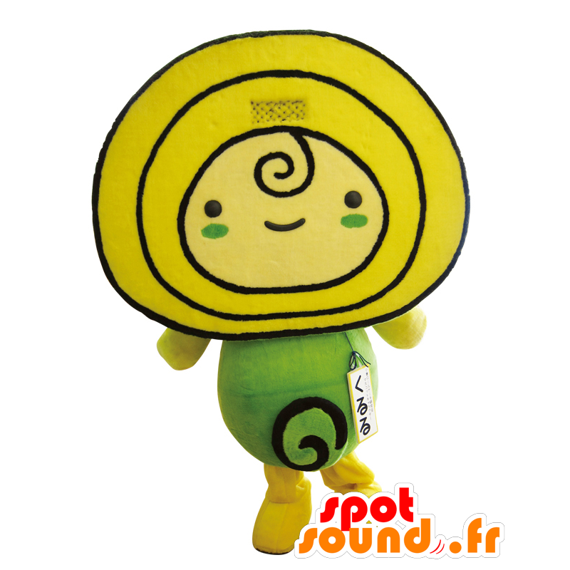 Mascot Kururu, amarelo e verde rolo geleia - MASFR27981 - Yuru-Chara Mascotes japoneses