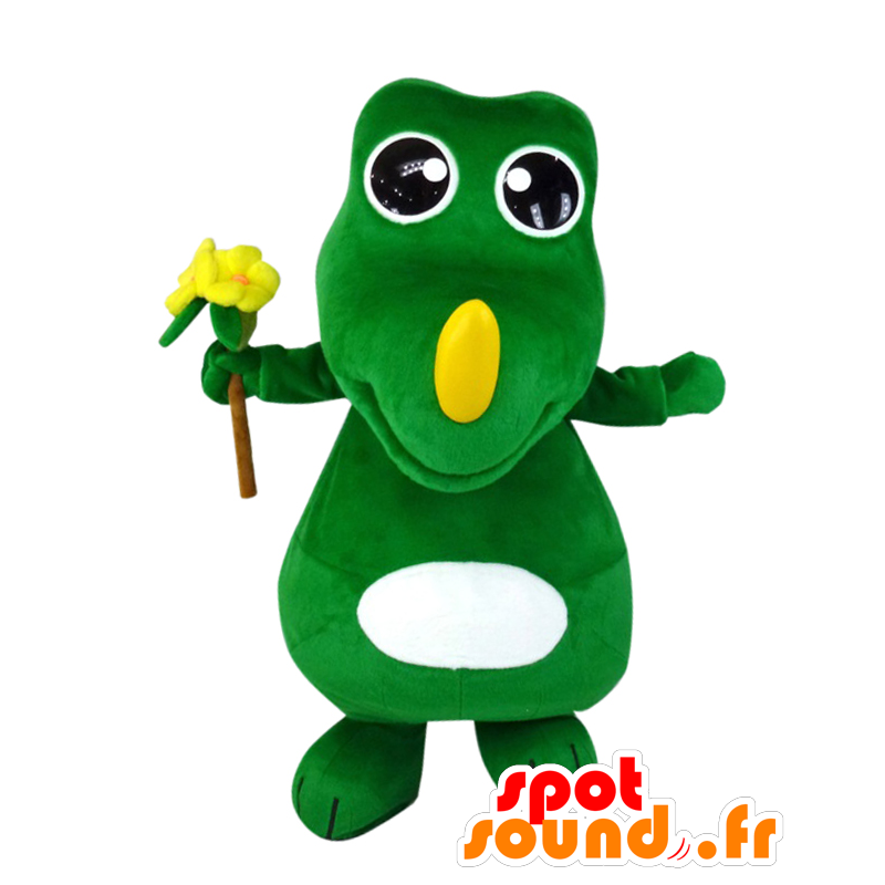 Itogon mascotte, dinosauro gigante, drago verde, giallo e bianco - MASFR27982 - Yuru-Chara mascotte giapponese