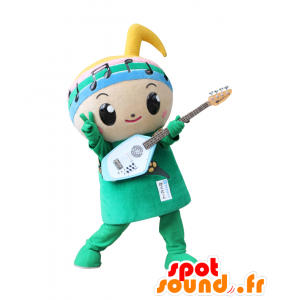 Mascotte de Gakutokun, musicien vert avec des notes de musique - MASFR27984 - Mascottes Yuru-Chara Japonaises
