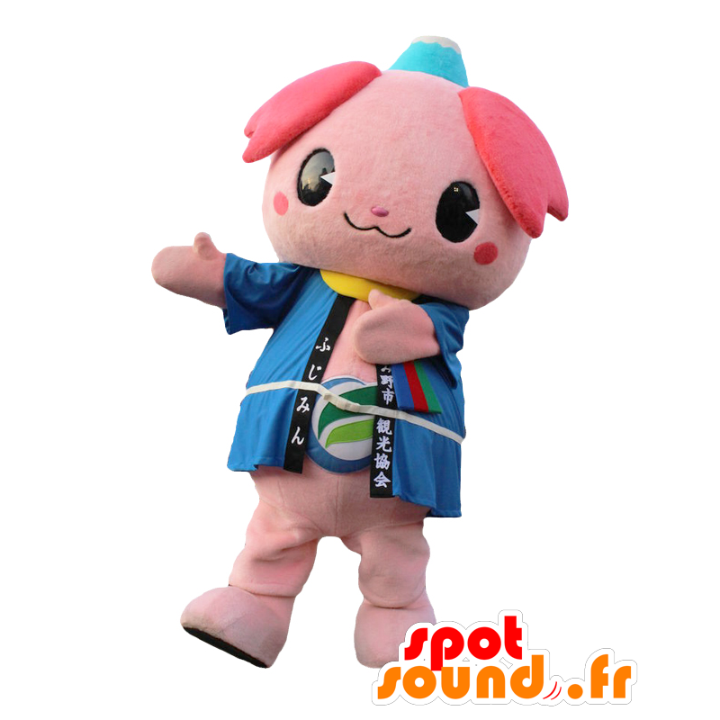 Mascotte de Fujimin, bonhomme rose avec une montagne sur la tête - MASFR27986 - Mascottes Yuru-Chara Japonaises