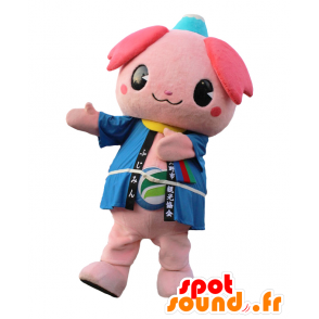 Mascotte de Fujimin, bonhomme rose avec une montagne sur la tête - MASFR27986 - Mascottes Yuru-Chara Japonaises