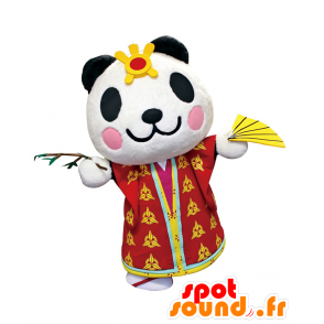 Kaguyapanda Maskottchen, panda trägt einen roten und gelben Tunika - MASFR27987 - Yuru-Chara japanischen Maskottchen