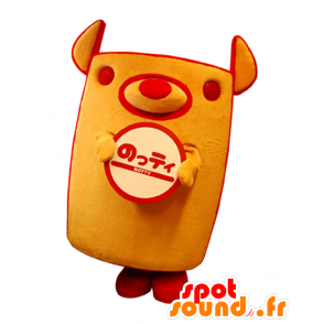 Mascotte de Nonoichi, chien orange et rouge, rectangulaire - MASFR27990 - Mascottes Yuru-Chara Japonaises