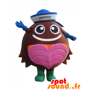 Mascot Kabuchan, καφέ καβούρι με ένα καπέλο και μια καρδιά - MASFR27992 - Yuru-Χαρά ιαπωνική Μασκότ