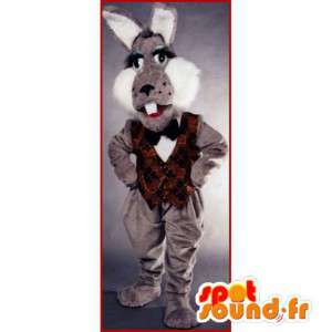 Costume da coniglio bianco e grigio, gigante - MASFR007142 - Mascotte coniglio