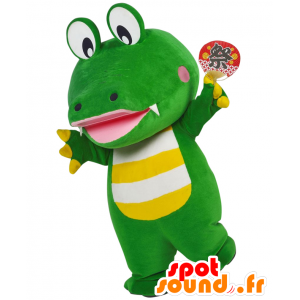 Machikanekun mascotte, coccodrillo verde con strisce - MASFR28001 - Yuru-Chara mascotte giapponese